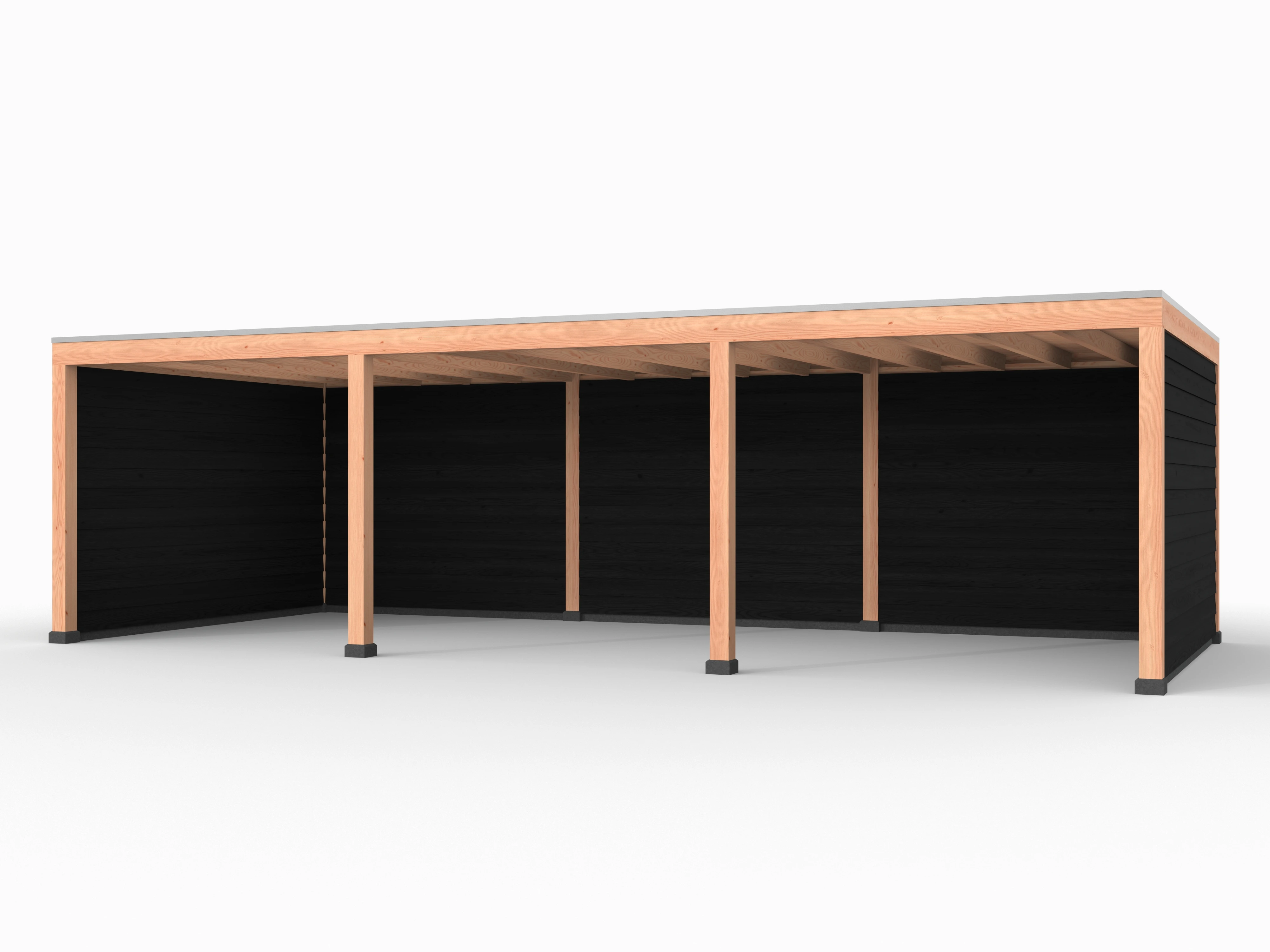 Douglas overkapping, 900 x 400, met achterwand en twee zijwanden, Westwood Elegant zwart - Afbeelding 1